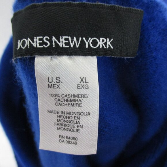 Jones New York Blue 100% Cashmere Bow Tie Neck Sweater Size XL Luxury Classic - Picture 6 of 7